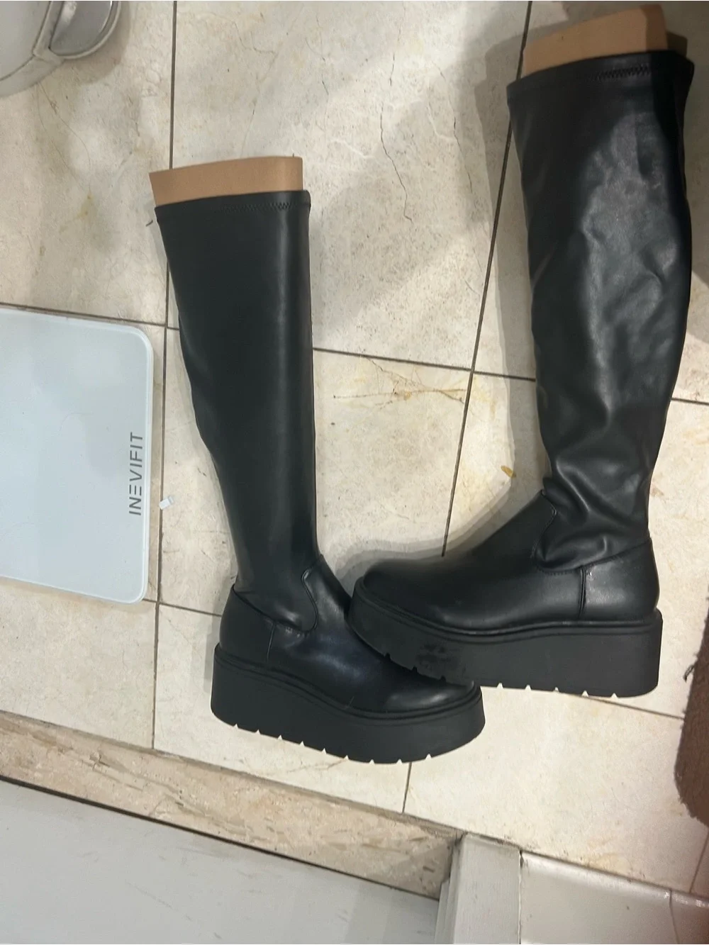 Steve Madden Black-Knee Platform Boots